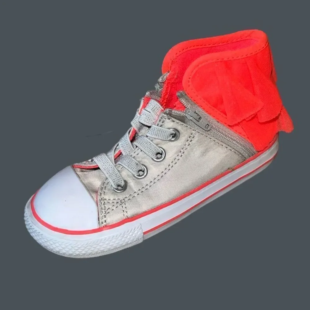 Toddler Converse Chuck Taylor All Star Block Party Pure Silver/Hot-Punch Size 9